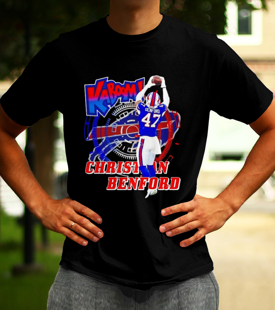 Kaboom Christian Benford 47 Buffalo Bills Football T-Shirt