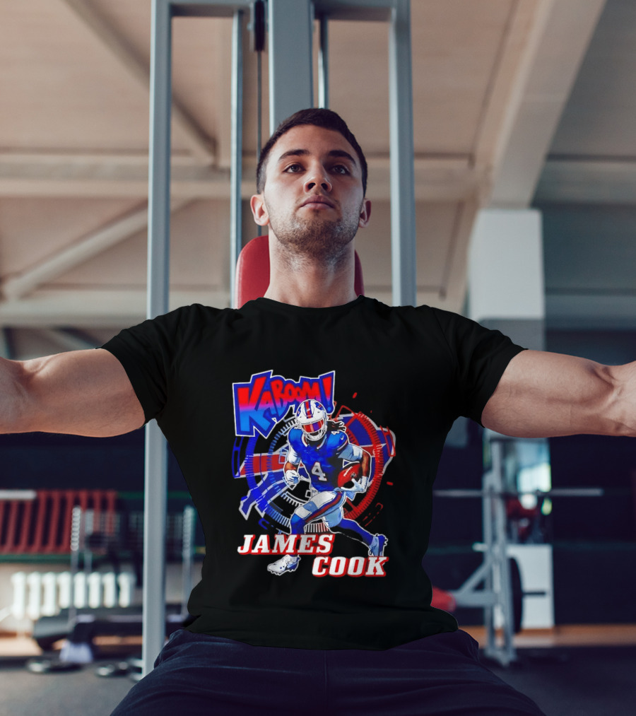 Kaboom James Cook Buffalo Bills Football Action Explosion T-Shirt