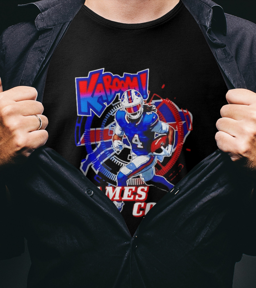 Kaboom James Cook Buffalo Bills Football Action Explosion T-Shirt