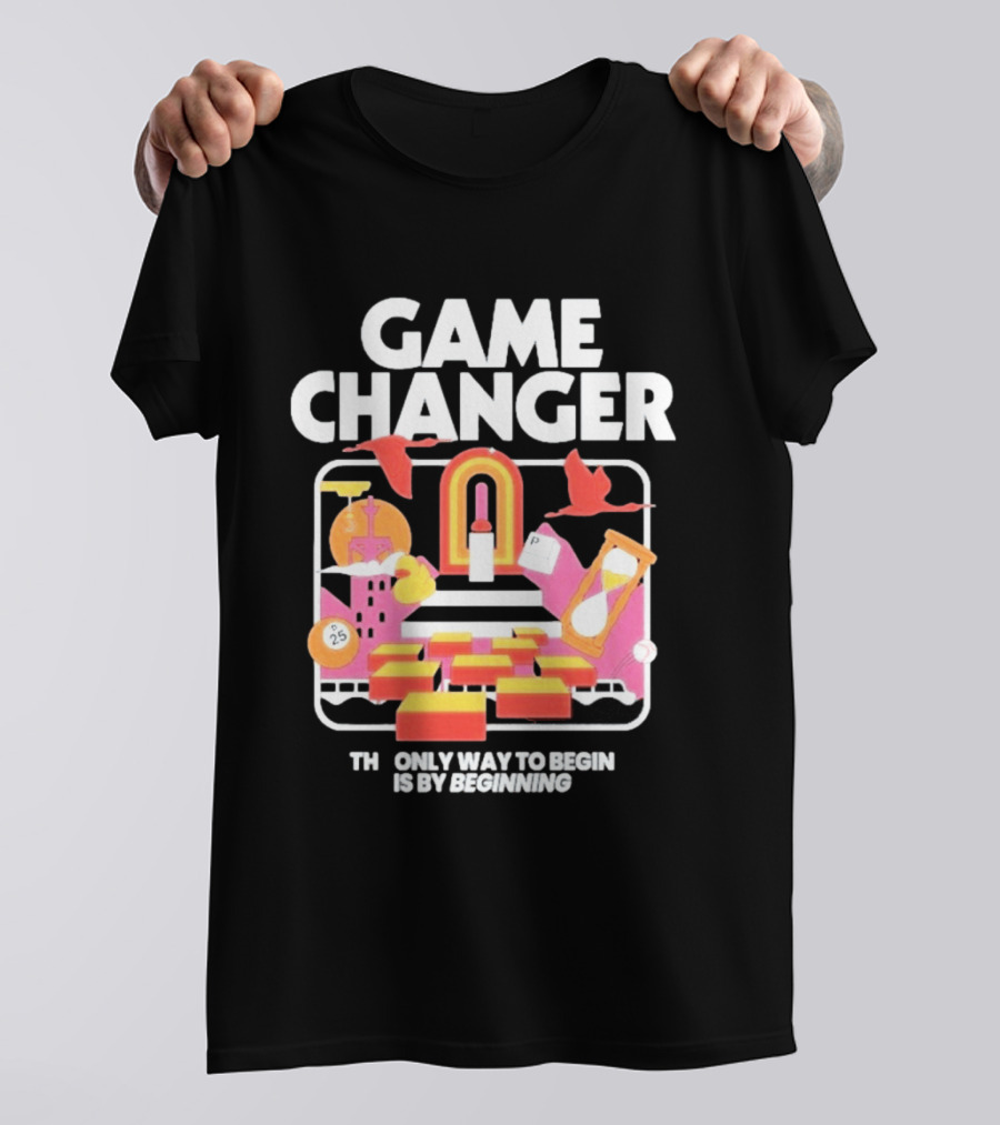Game Changer The Only Way To Begin Is By Beginning Retro Icons And Symbols Collection T-Shirt