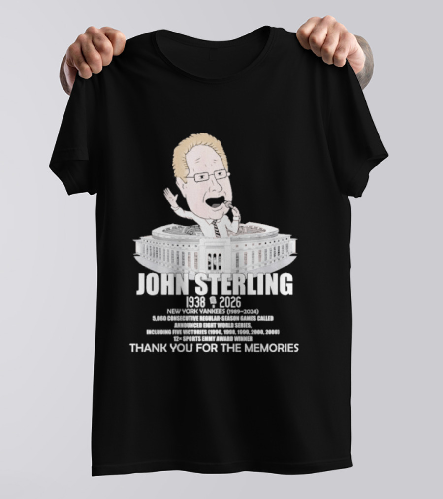 John Sterling New York Yankees 1938 2026 Thank You For The Memories Stadium T-Shirt