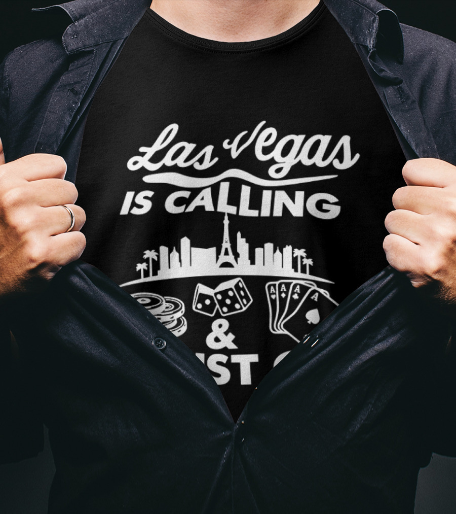 Las Vegas Is Calling Casino Dice Playing Cards City Skyline Adventure T-Shirt