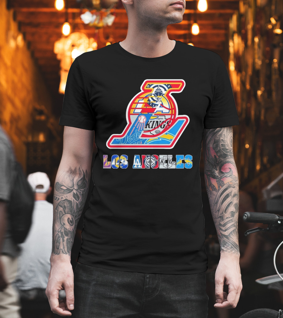 Los Angeles Lakers Dodgers Kings Chargers Sports Teams Logos T-Shirt
