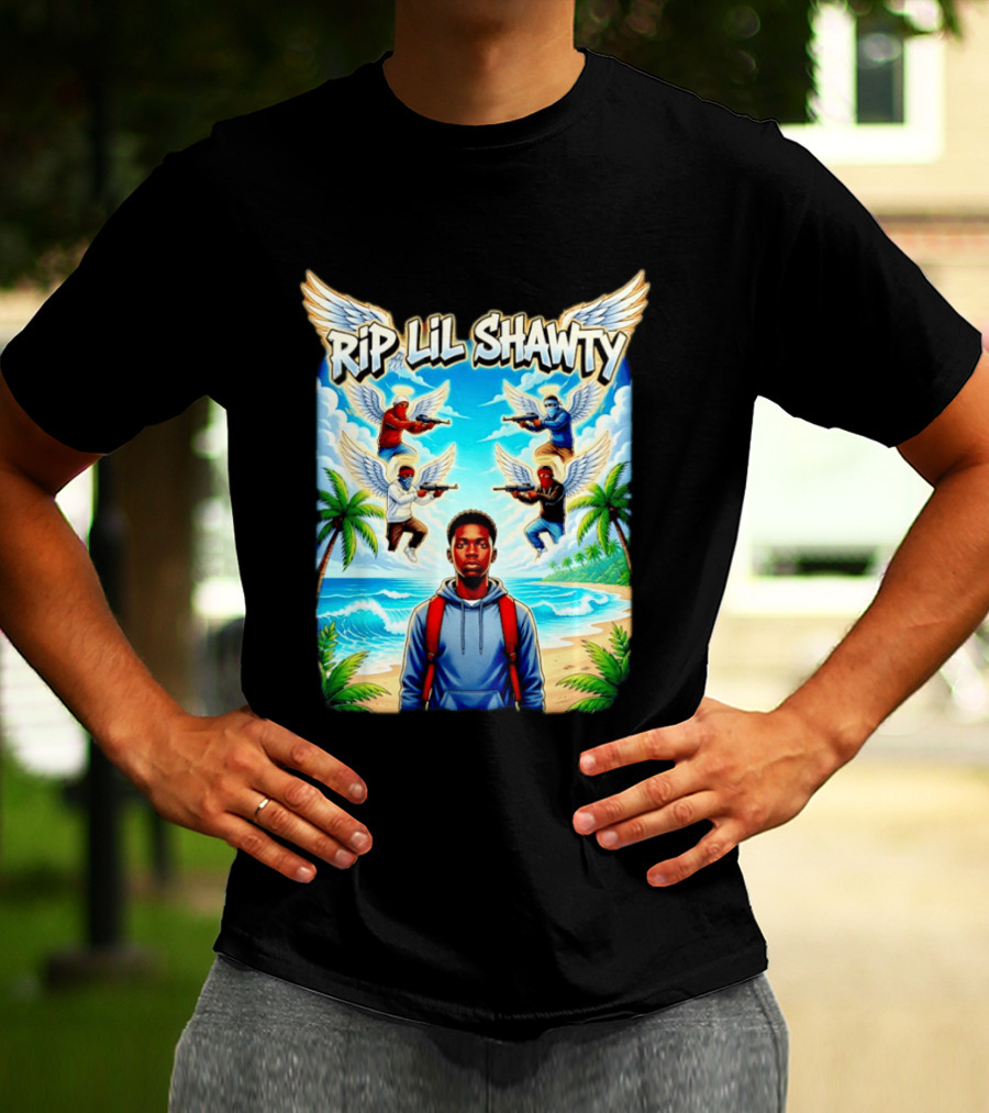 RIP Lil Shawty Angelic Wings Beach Scene Memorial T-Shirt