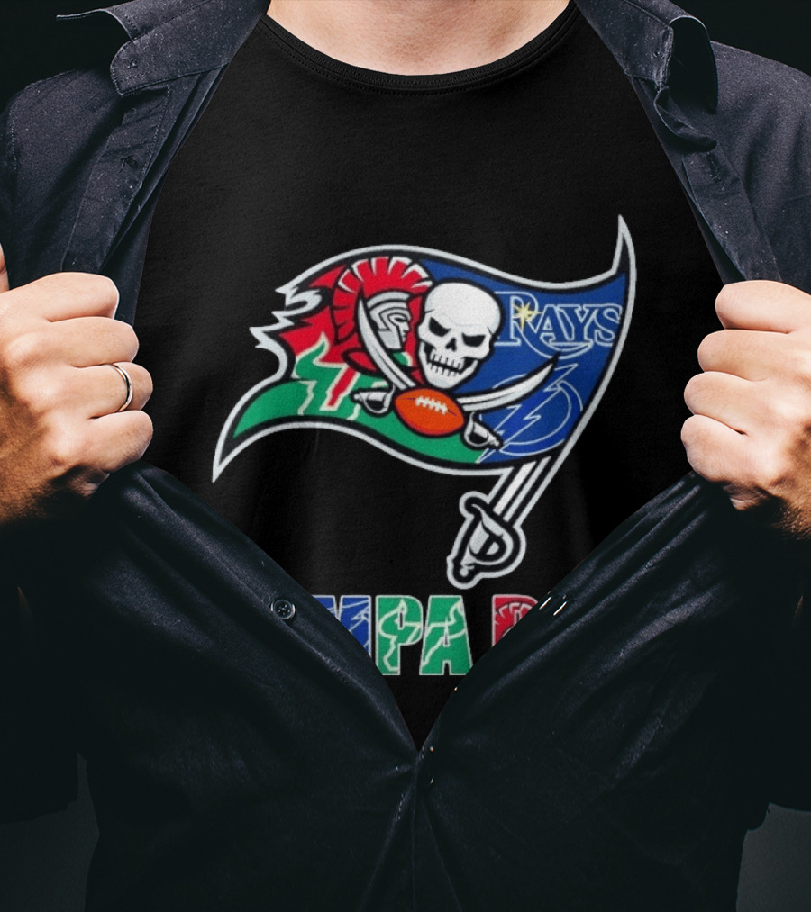 Tampa Bay Buccaneers Rays Lightning Sports Teams Flag T-Shirt