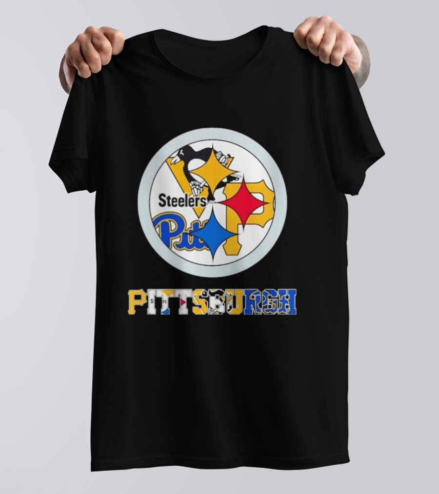 Pittsburgh Steelers Penguins Pirates Teams Logos T-Shirt
