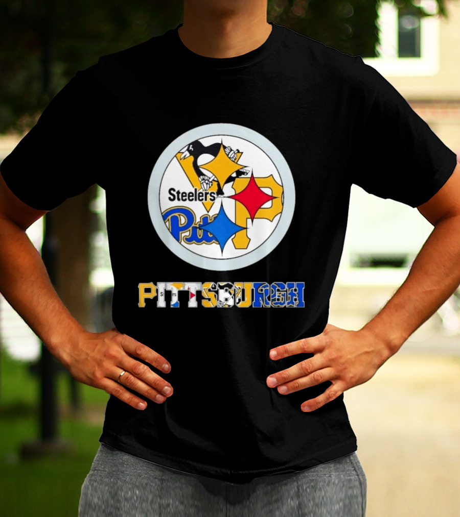 Pittsburgh Steelers Penguins Pirates Teams Logos T-Shirt