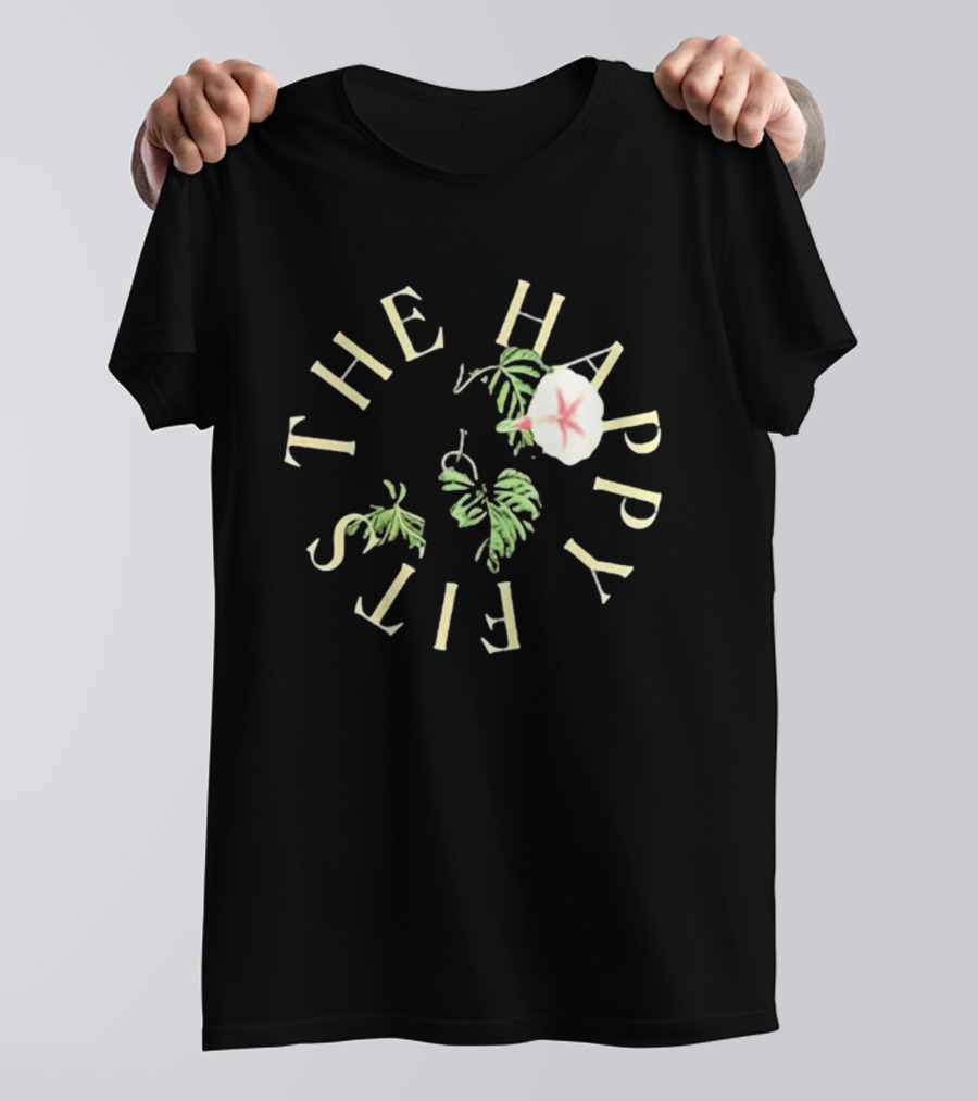 The Happy Fits Morning Glory Band Name Floral Motif T-Shirt