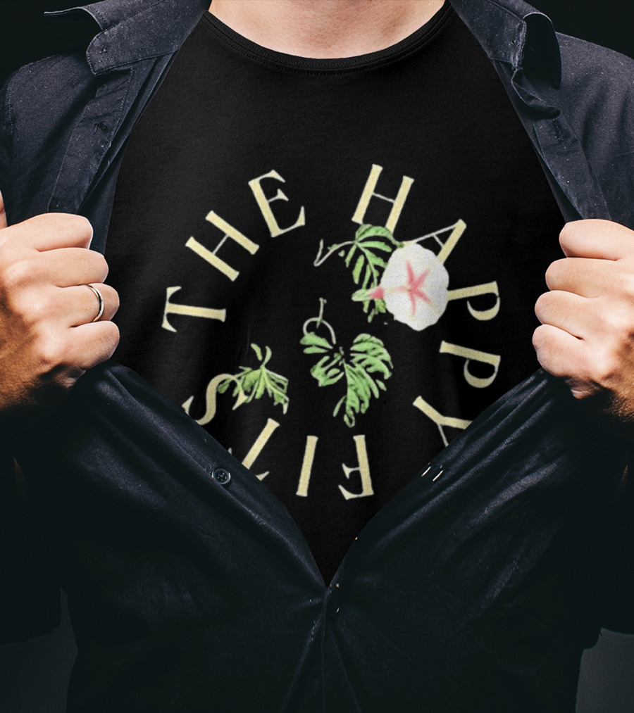 The Happy Fits Morning Glory Band Name Floral Motif T-Shirt