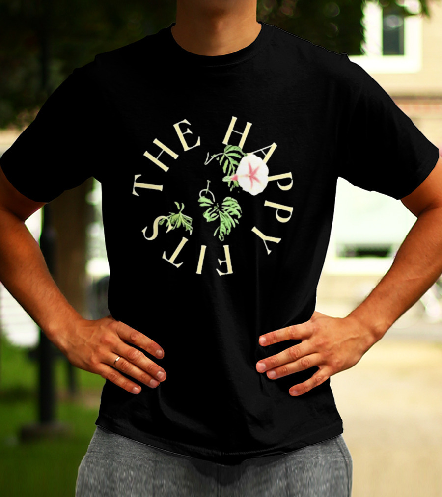 The Happy Fits Morning Glory Band Name Floral Motif T-Shirt
