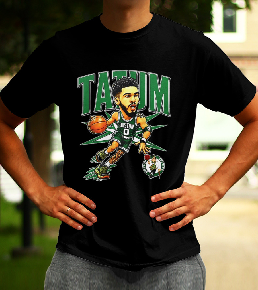 Jayson Tatum Boston Celtics NBA 2026 Big Head Cartoon Style Basketball Player T-Shirt