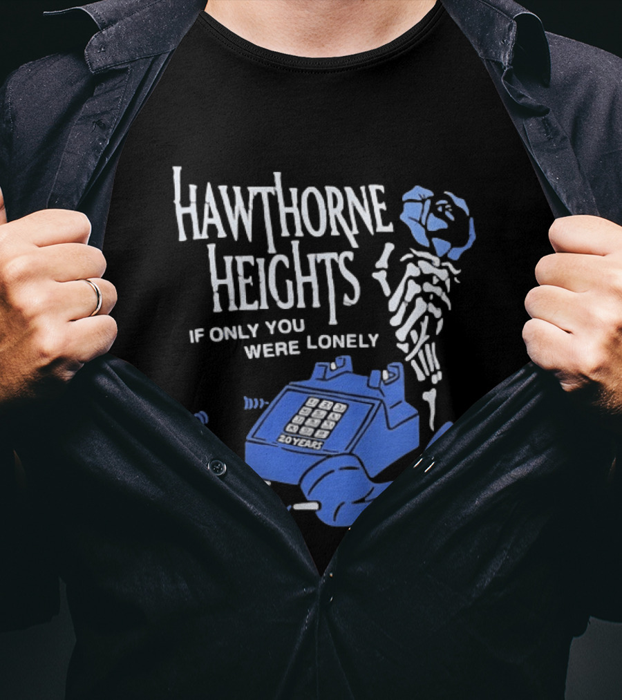 Hawthorne Heights If Only You Were Lonely 20 Years Skeleton With Blue Telephone T-Shirt