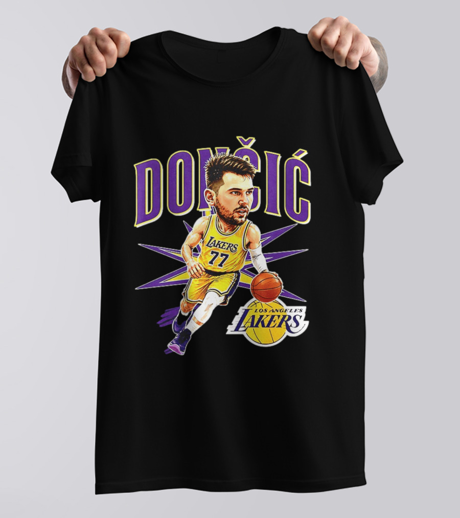 Doncic 77 Los Angeles Lakers NBA 2026 Big Head Basketball Player T-Shirt