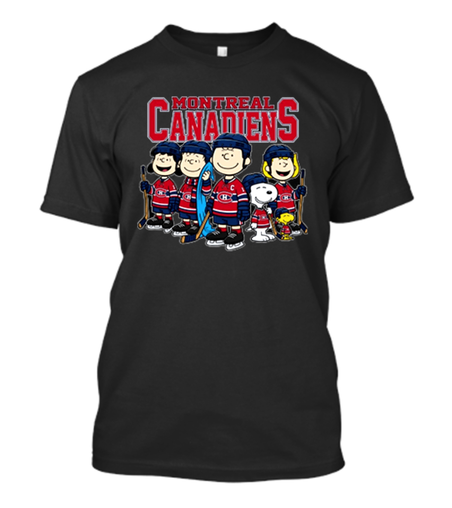 Montreal Canadiens Peanuts Snoopy Charlie Brown Lucy Linus Woodstock Hockey Team T-Shirt