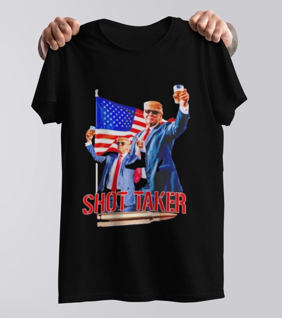 Shot Taker USA President American Flag Beer T-Shirt