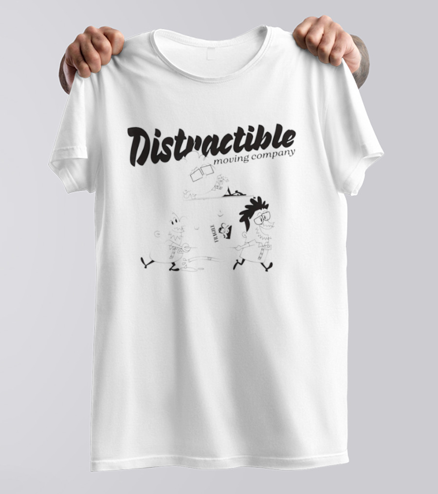 Distractible Moving Company Cartoon Characters Lifting Furniture T-Shirt