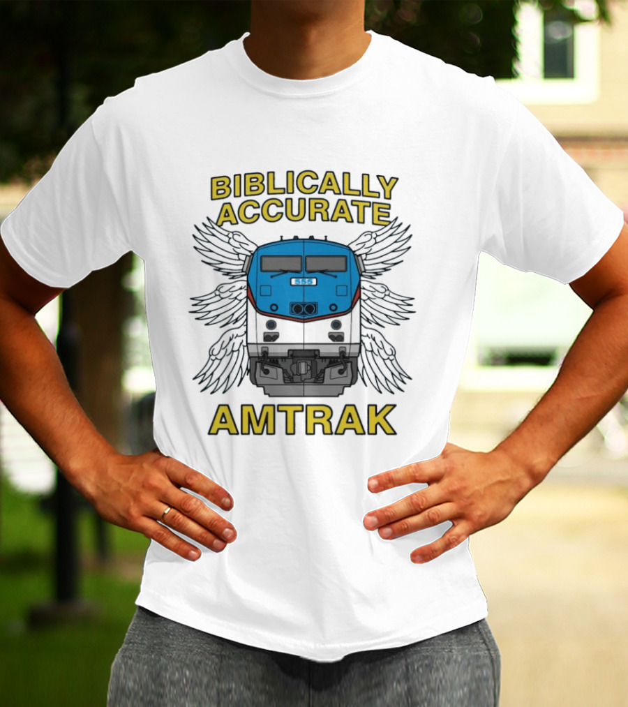 Biblically Accurate Amtrak Winged Train T-Shirt