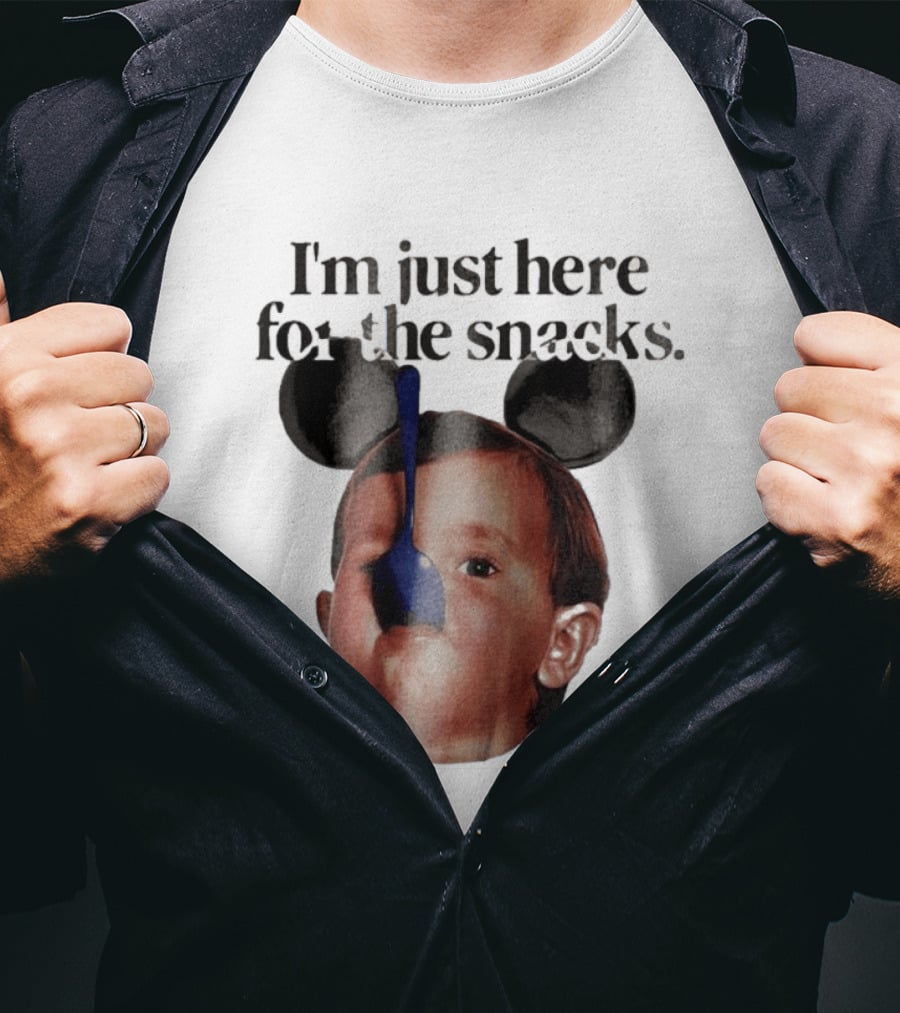I'm Just Here For The Snacks Mickey Shaped Ears Spoon Face T-Shirt
