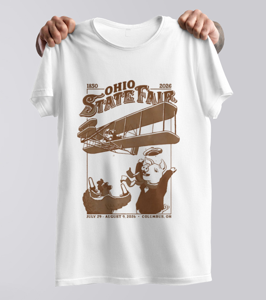 Ohio State Fair 1850 2026 July 29 August 9 Columbus Airplane And Animals T-Shirt