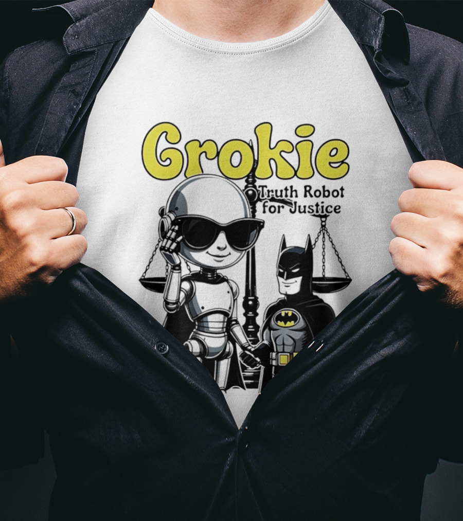 Grokie Batman Truth Robot For Justice Scales T-Shirt