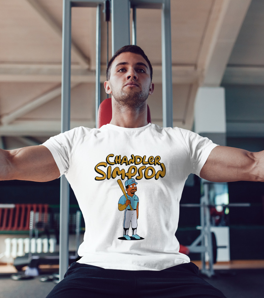 Chandler Simpson Baseball Bat Character In Blue Uniform T-Shirt