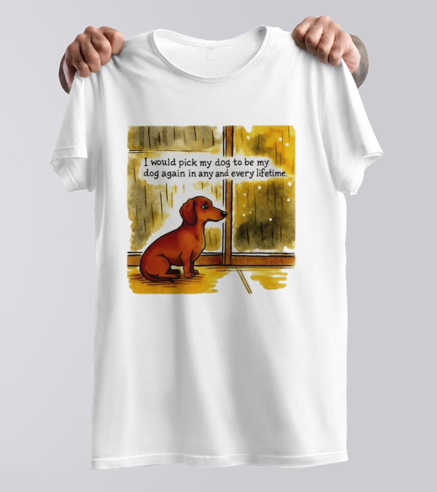 I Would Pick My Dog To Be My Dog Again In Any And Every Lifetime Dachshund By Window T-Shirt