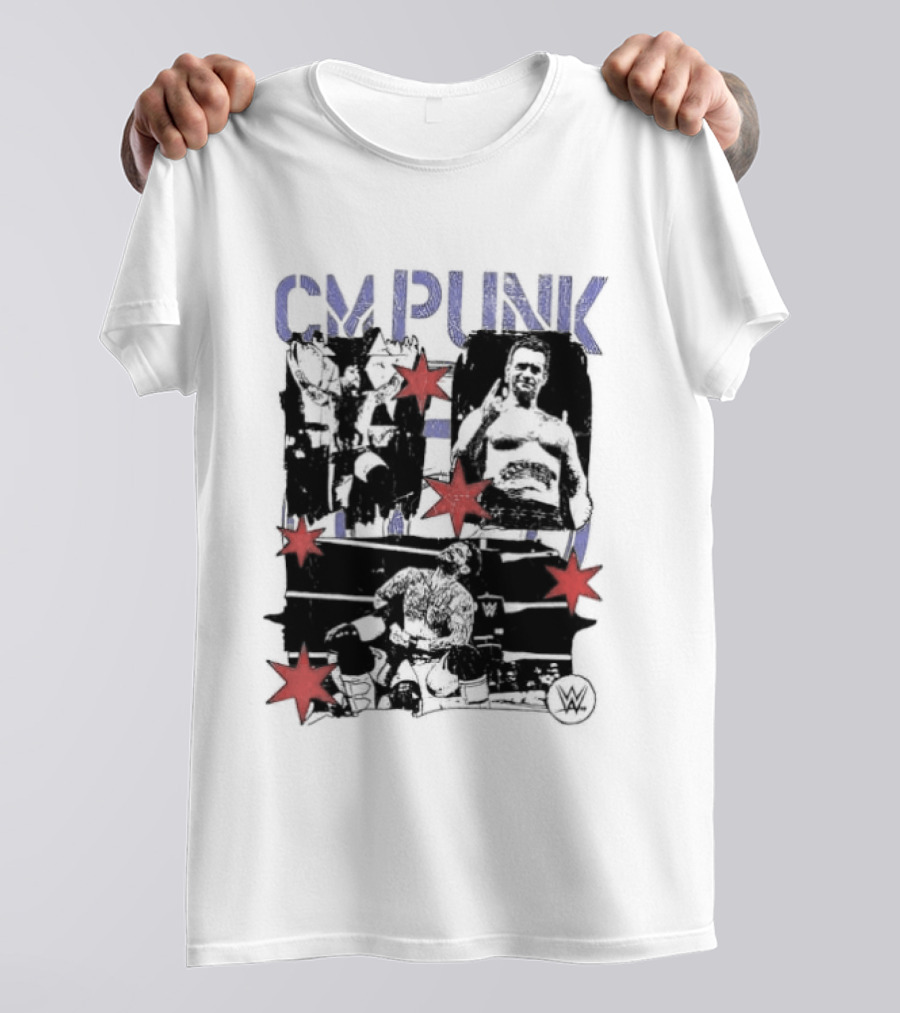 CM Punk WWE Chicago Stars Collage Wrestler Fan Favorite T-Shirt