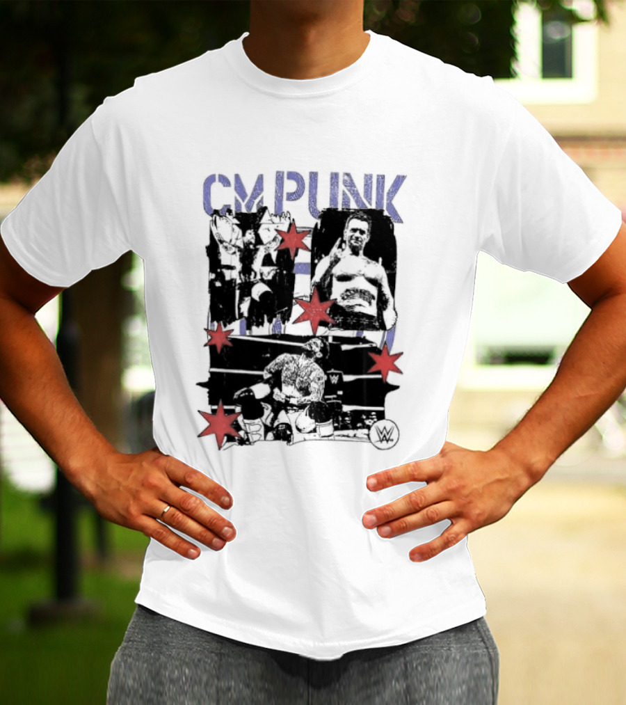 CM Punk WWE Chicago Stars Collage Wrestler Fan Favorite T-Shirt
