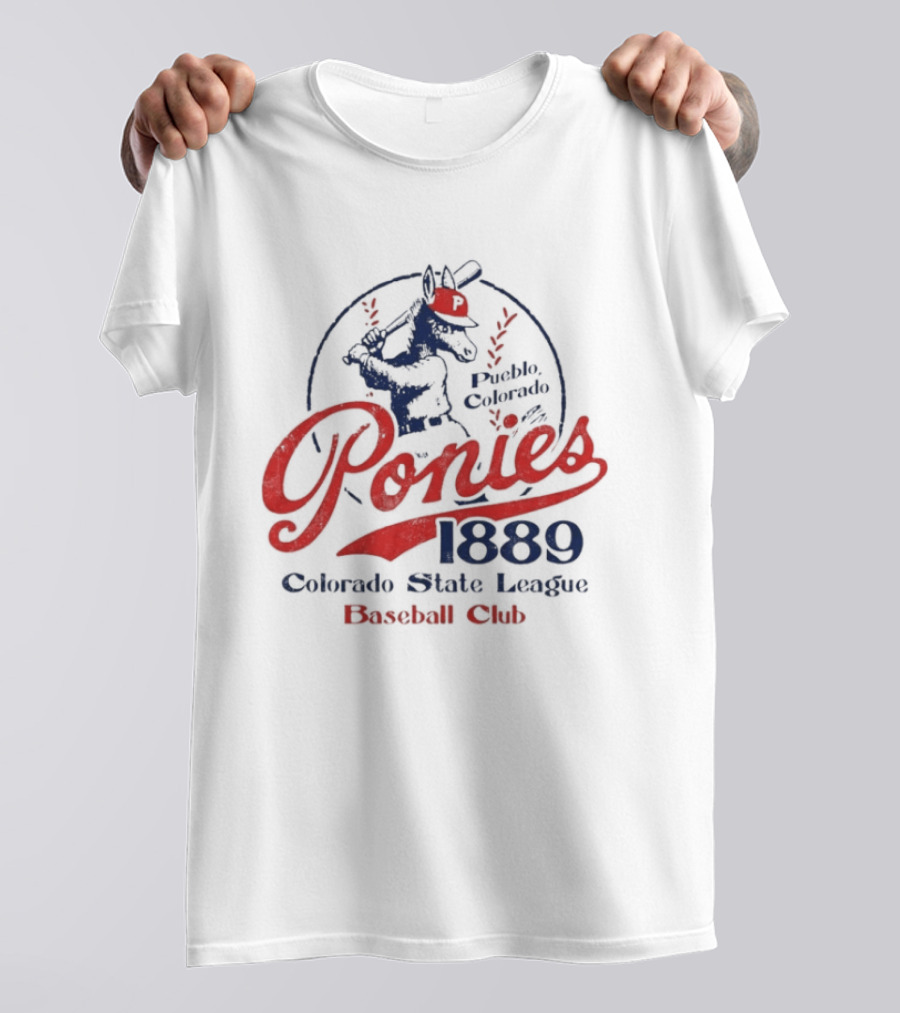 Ponies 1889 Colorado State League Baseball Club Retro Sports Memorabilia T-Shirt