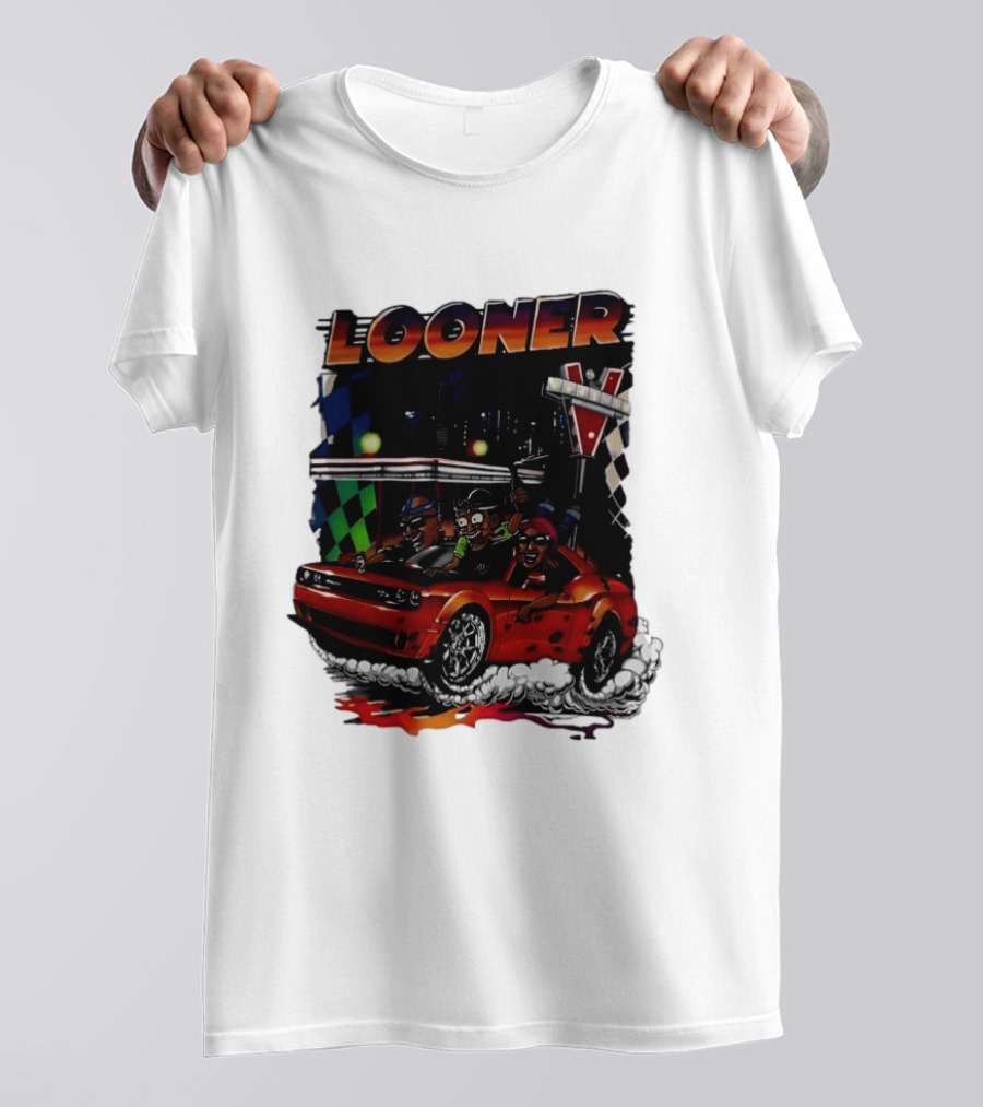 Looner Cartoon Car Race Adventure T-Shirt