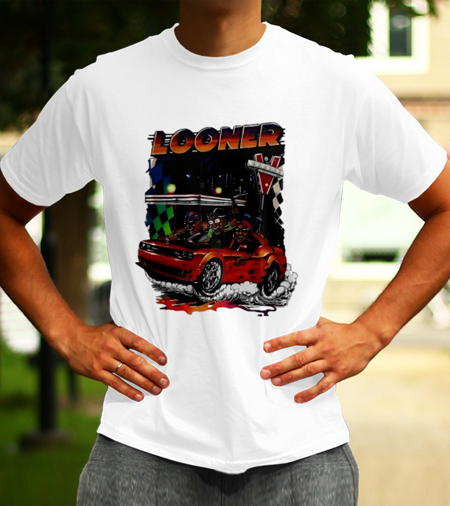 Looner Cartoon Car Race Adventure T-Shirt