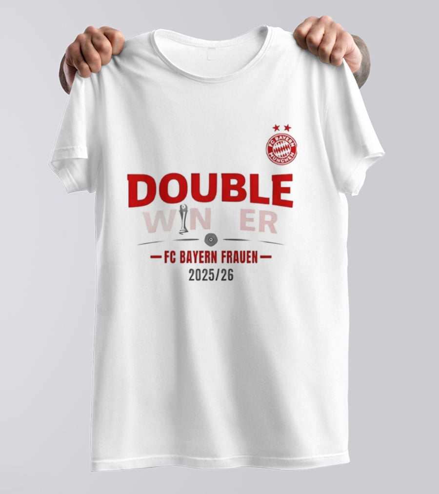 Double Winner FC Bayern Frauen 2025 2026 Championship Victory T-Shirt