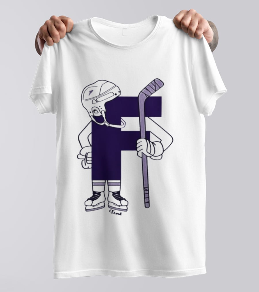 Minnesota Frost Hockey Character With Stick And Helmet T-Shirt