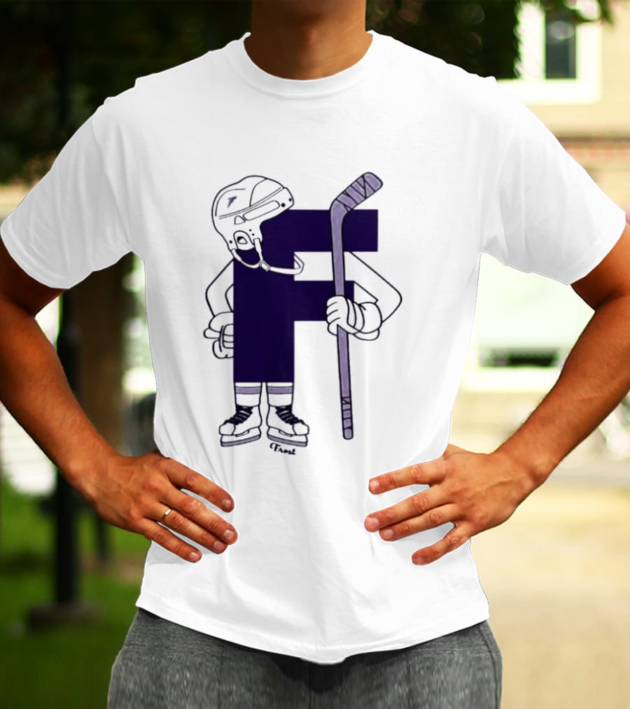 Minnesota Frost Hockey Character With Stick And Helmet T-Shirt