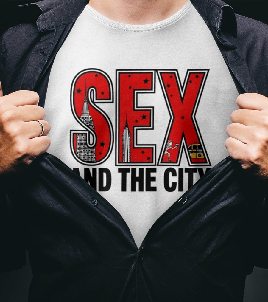Sex And The City New York Skyline Taxi Skyscrapers Stars T-Shirt