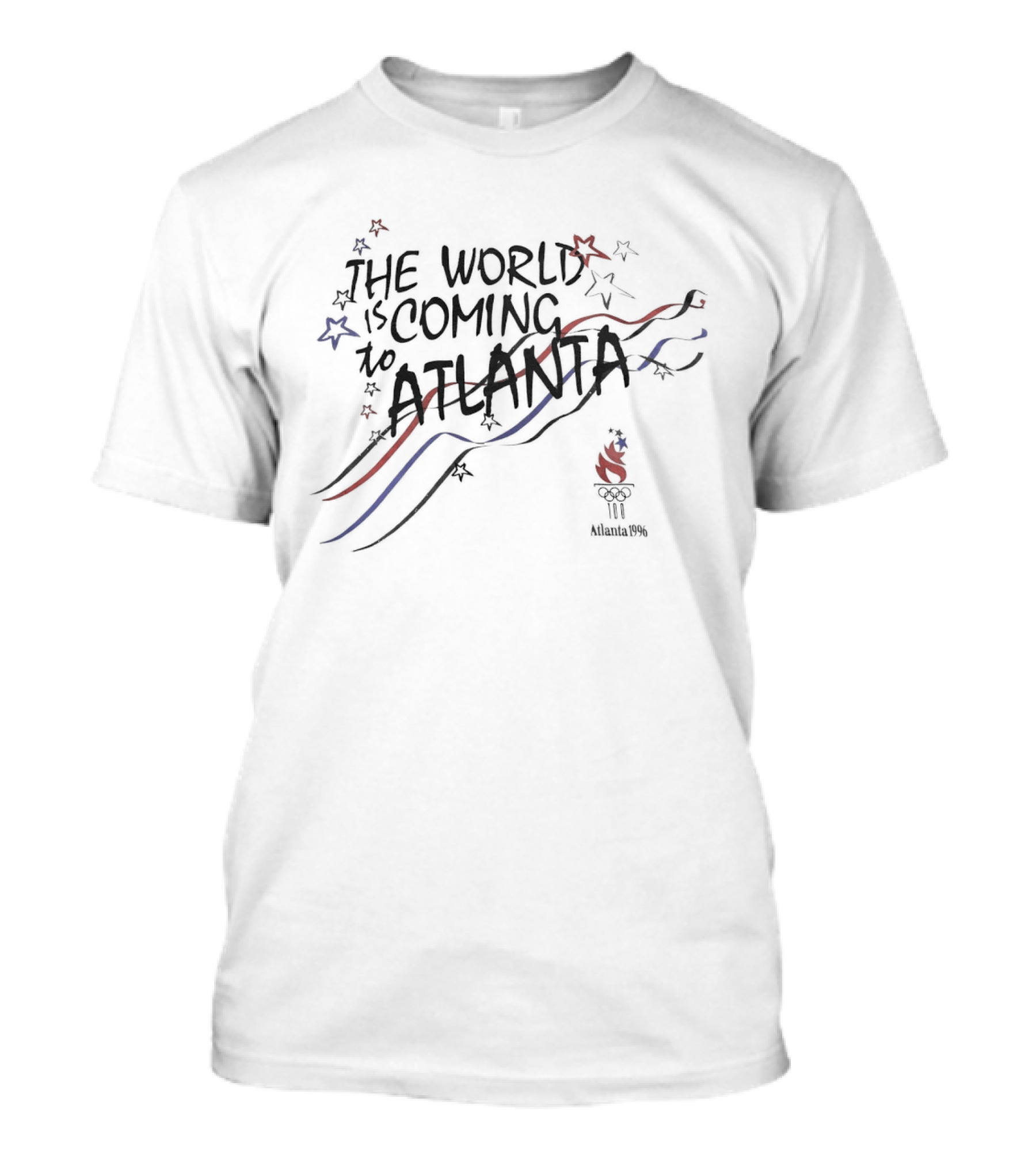 The World Is Coming To Atlanta 1996 Olympics Torch T-Shirt