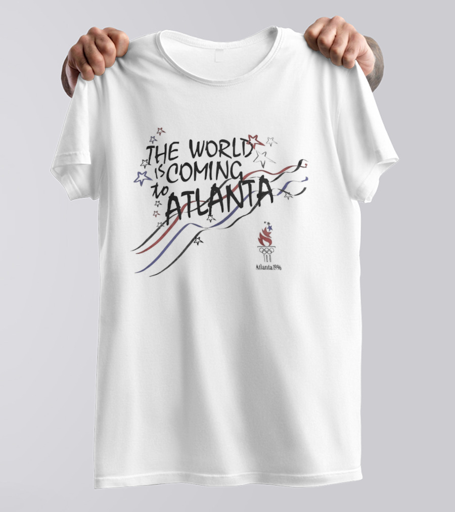 The World Is Coming To Atlanta 1996 Olympics Torch T-Shirt