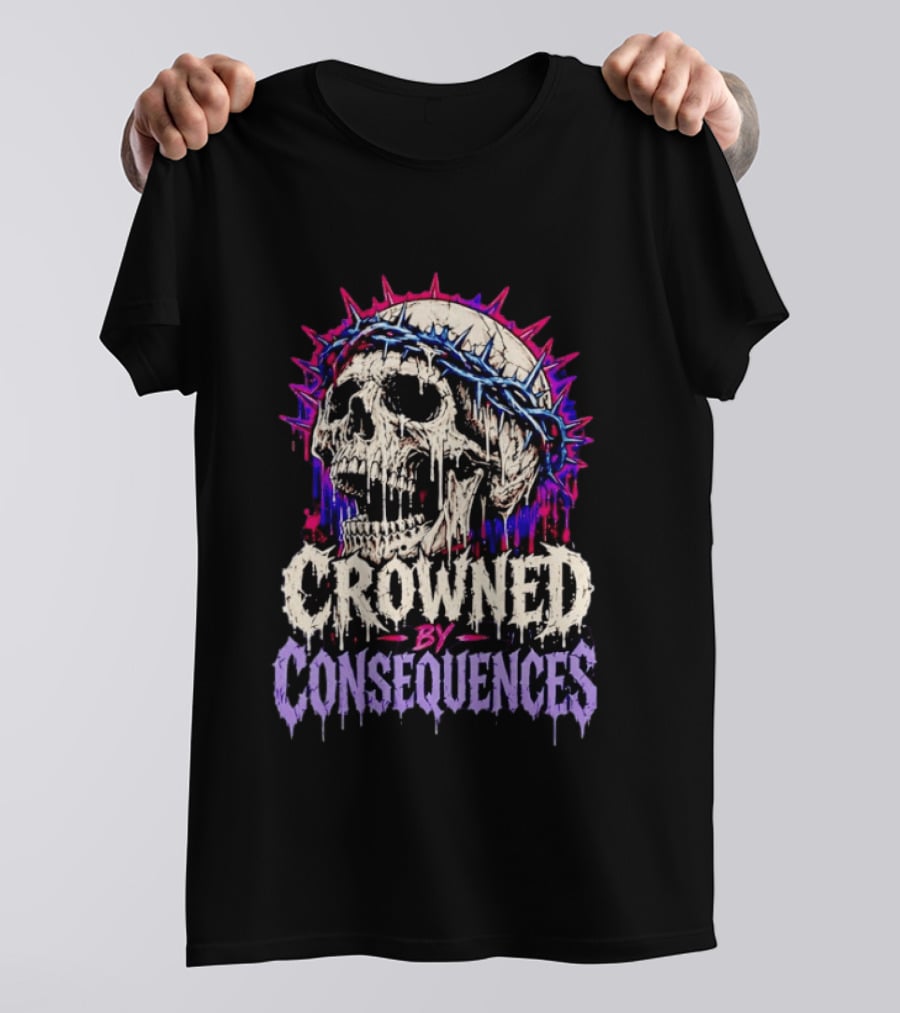Crowned By Consequences Dark Skull Gothic Horror T-Shirt