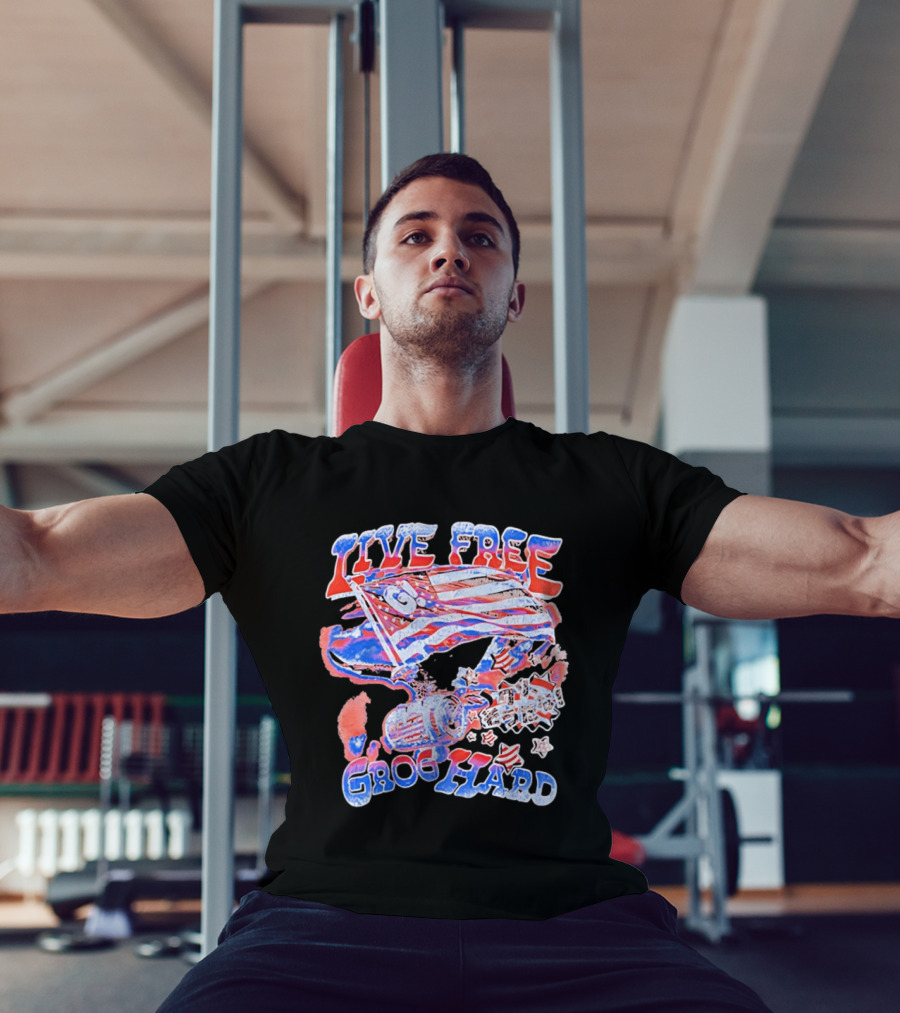 Live Free Grog Hard 2026 Grog Tour American Flag Crocodile And Beer Barrel T-Shirt