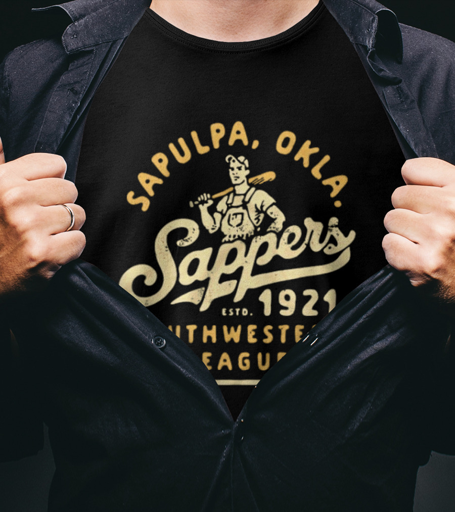 Sapulpa Oklahoma Sappers Southwestern League Class D Baseball Estd 1921 T-Shirt