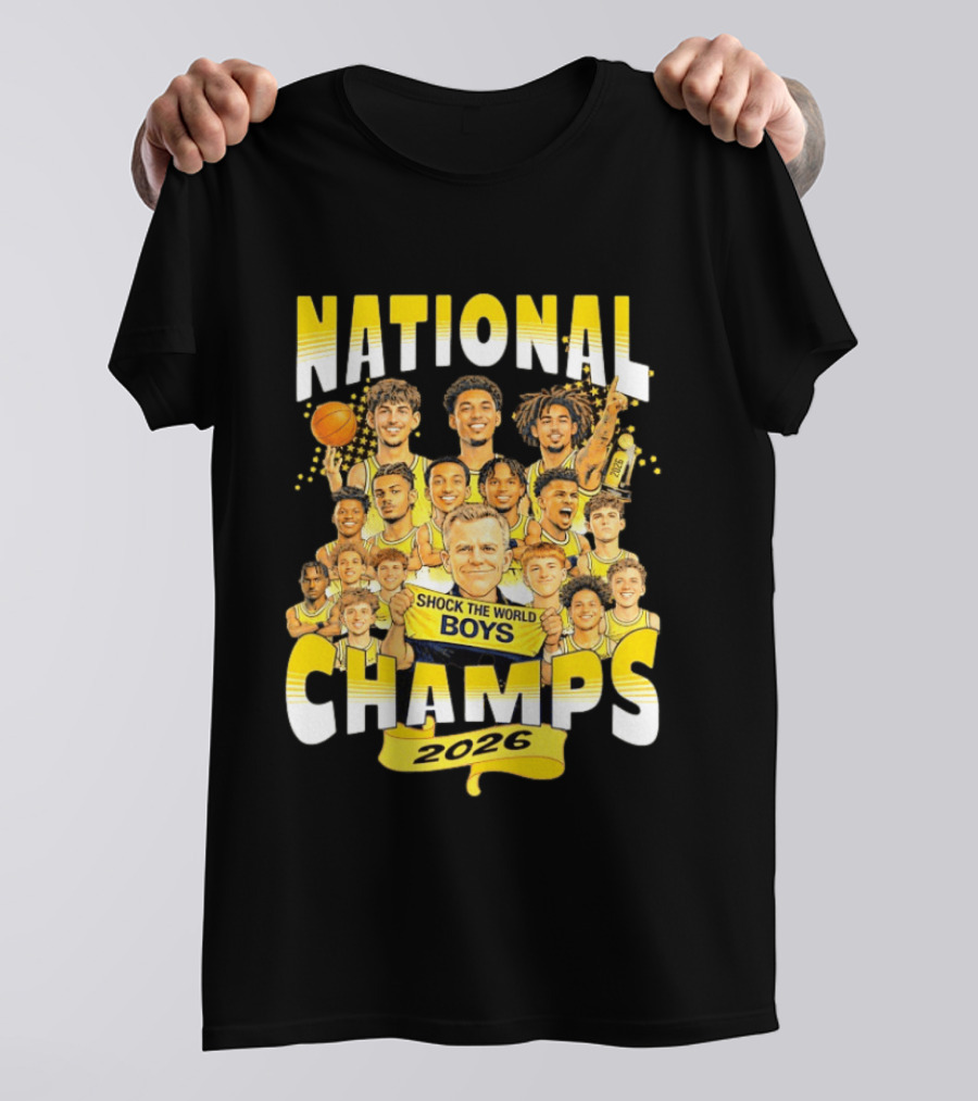 Michigan Wolverines National Champs 2026 Shock The World Boys T-Shirt