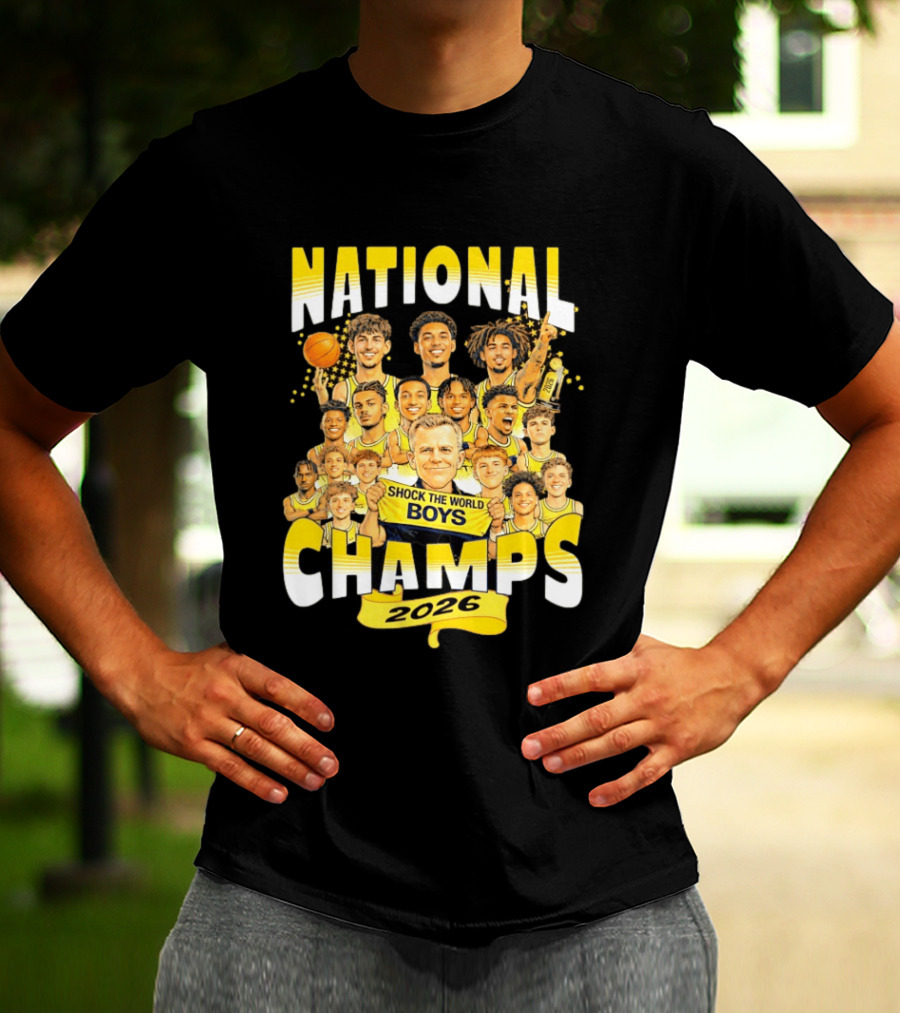 Michigan Wolverines National Champs 2026 Shock The World Boys T-Shirt