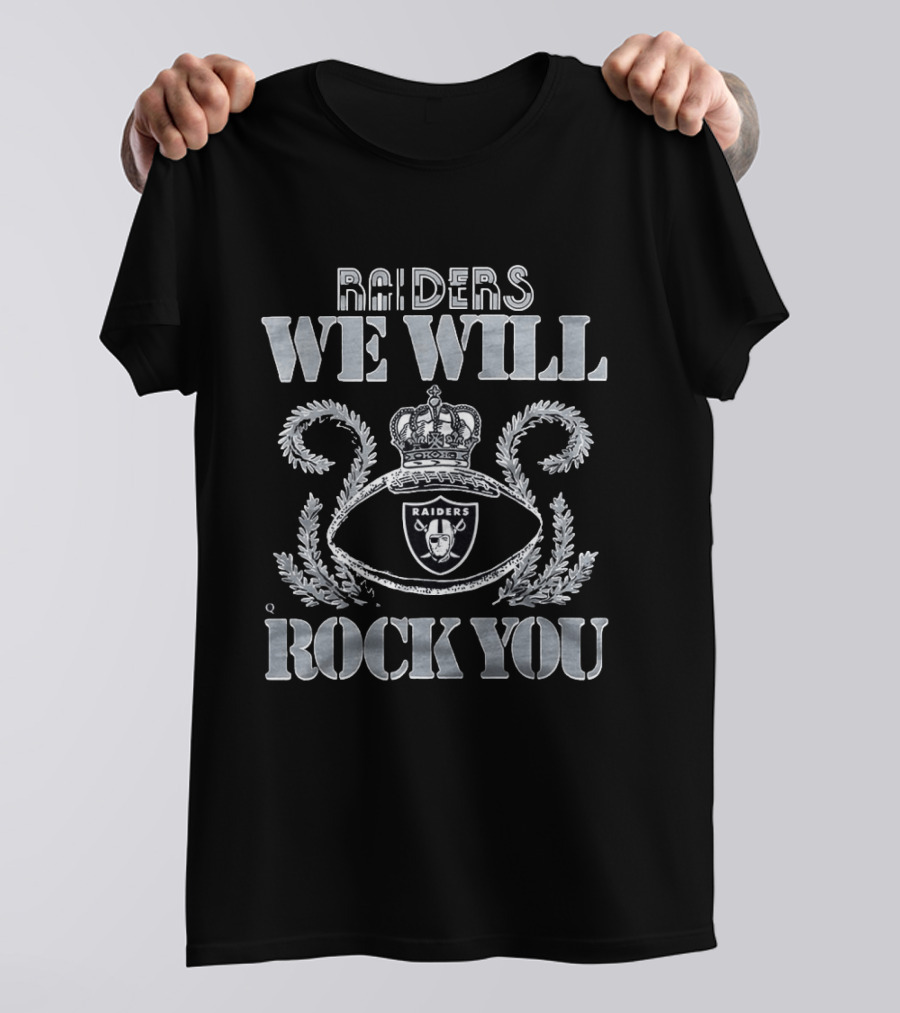 Las Vegas Raiders We Will Rock You 2026 Football Crown Silver T-Shirt