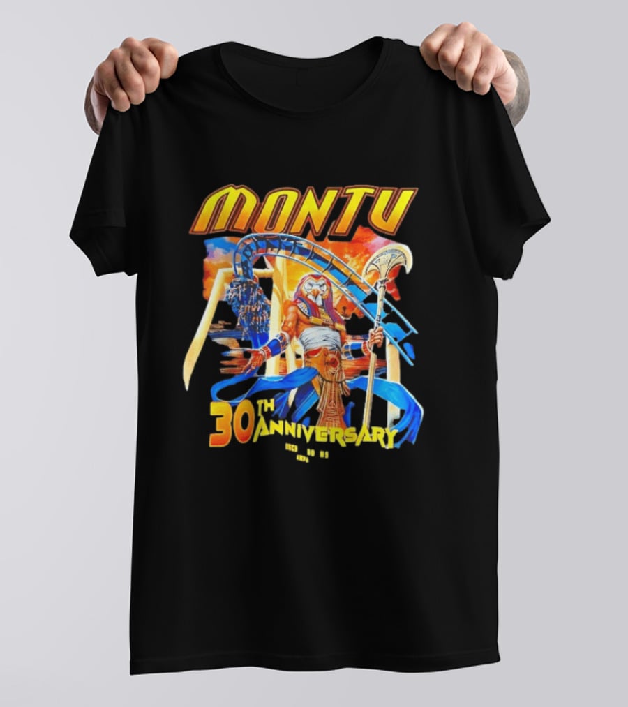 Montu 30th Anniversary Busch Gardens Tampa 1996 2023 Roller Anubis Egyptian T-Shirt