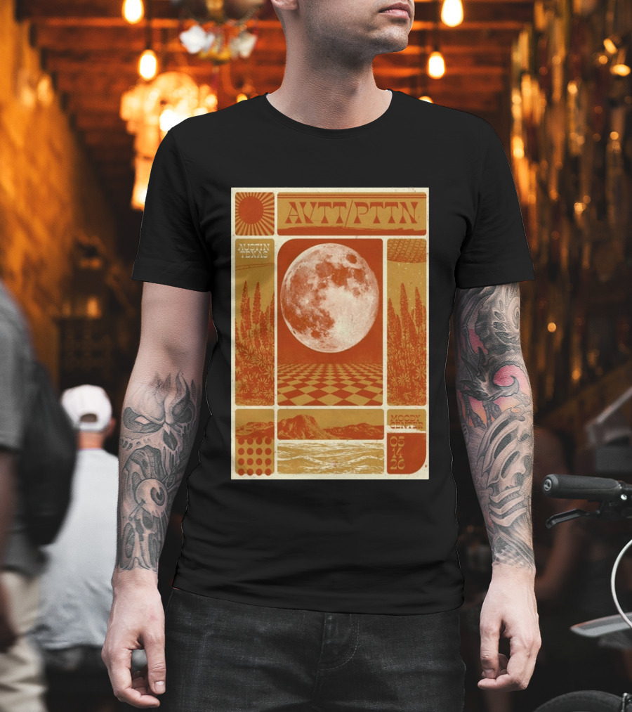 The Avett Brothers AWT PTTN Moon Checkered Austin Texas Moody Center May 14 2026 T-Shirt