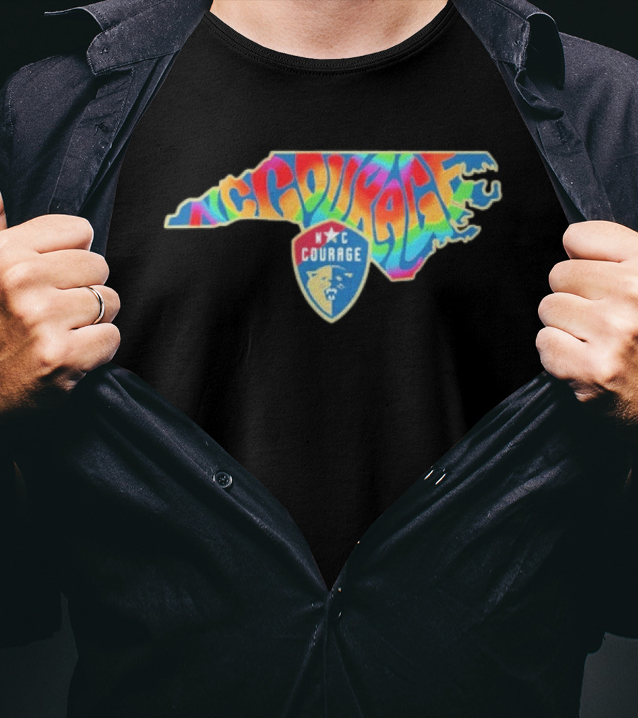North Carolina Courage Pride State Rainbow Map T-Shirt