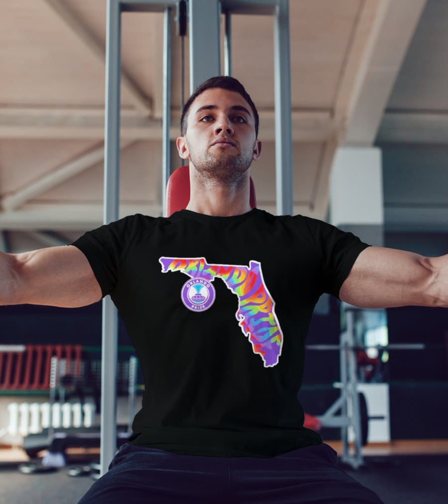 Orlando Pride Groovy Rainbow Florida Map T-Shirt
