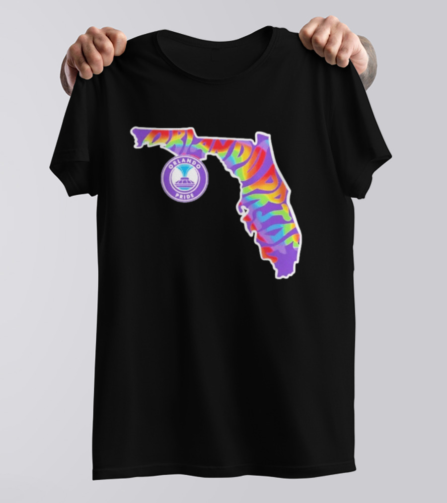 Orlando Pride Groovy Rainbow Florida Map T-Shirt