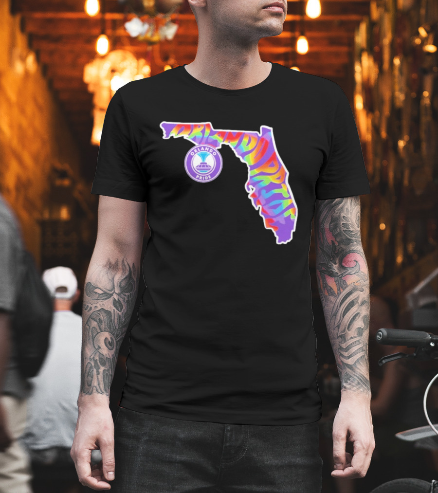 Orlando Pride Groovy Rainbow Florida Map T-Shirt