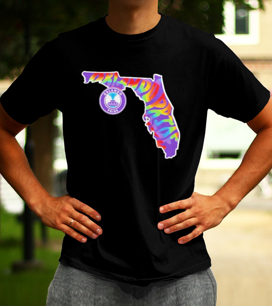 Orlando Pride Groovy Rainbow Florida Map T-Shirt